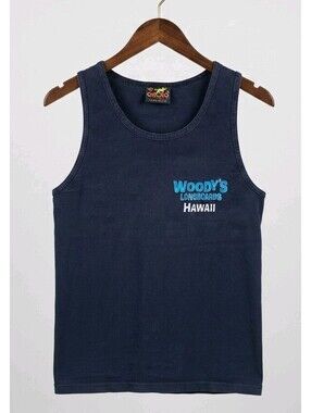 Gecko Hawaii Tank Top Mens SZ M Navy Blue Surf Retro Neon Lizard Graphic Tee 382